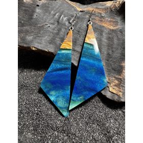 Zöld-kék háromszög fülbevaló 