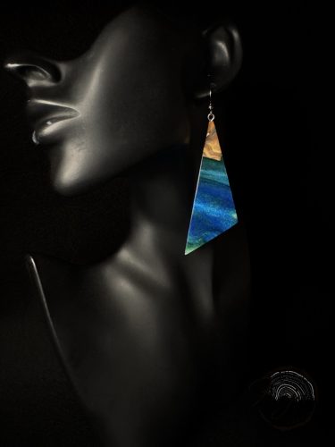 Zöld-kék háromszög fülbevaló 