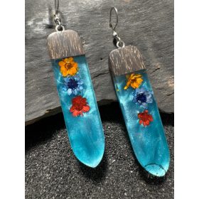 Türkiz virágos fülbevaló
