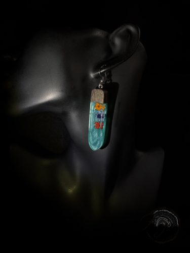 Türkiz virágos fülbevaló