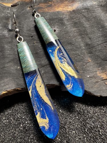 Kék-arany epoxy fülbevaló