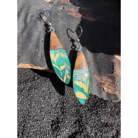 Zöld-arany epoxy fülbevaló